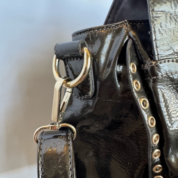 BEBE Large Handbag Leopard Grommet in Black and gray and gold - Picture 3 of 11